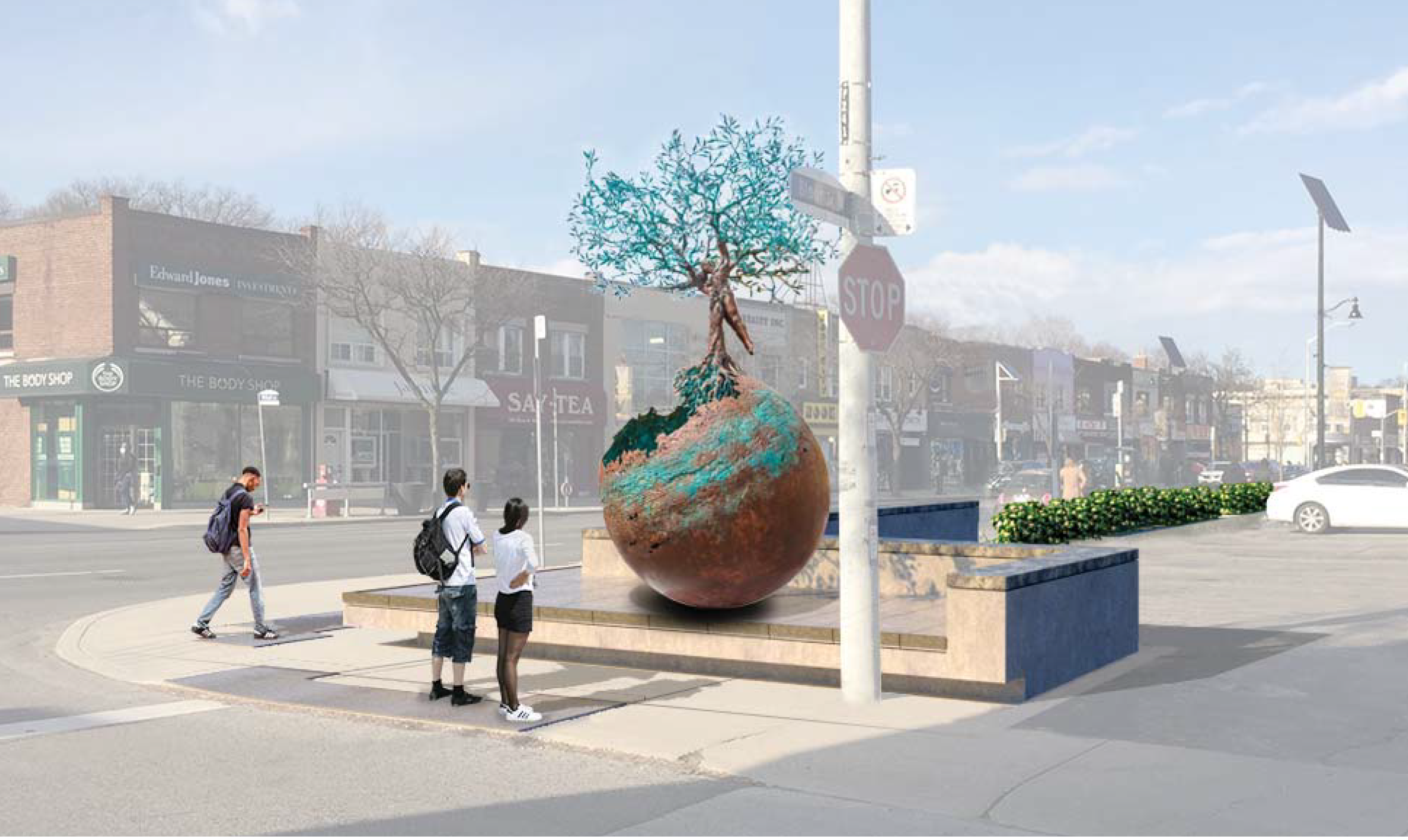 Corner Sculpture and Site Design on Bloor Street West